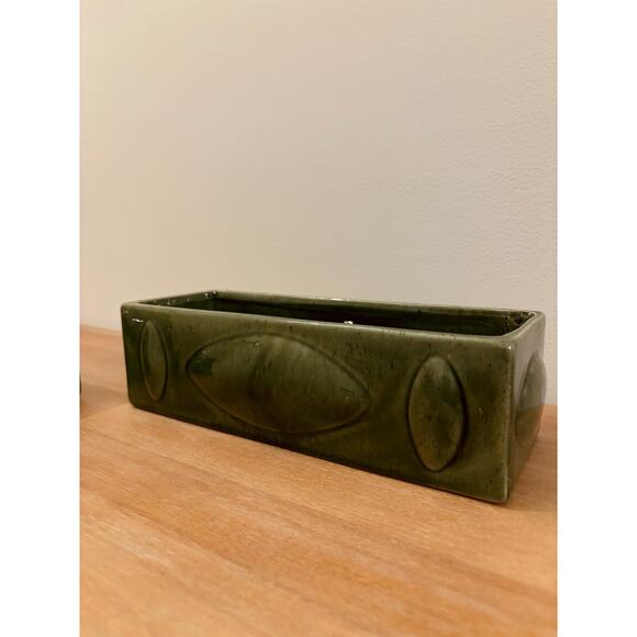 Vintage Haeger USA Green Rectangular Pottery Plantet Set - Picture 3 of 10